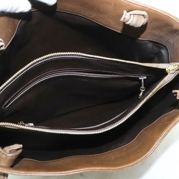 Auth Chanel Brown Leather Tote Bag Large #3655C30 - Picture 4 of 8